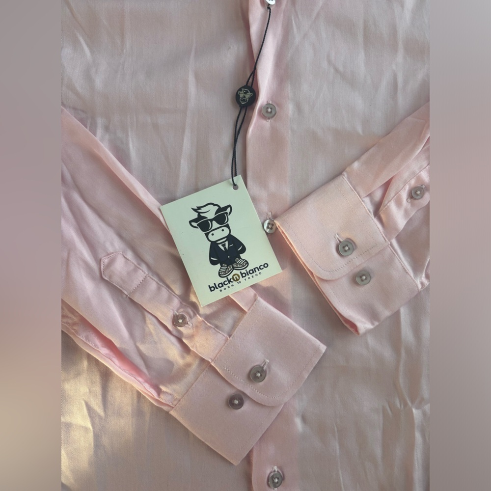 Black N Bianco Signature Boys' Button Down Dress Shirt In Light Pink Size 12 NWT - Picture 6 of 11